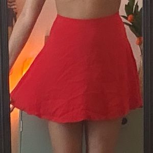 bright red mini skirt